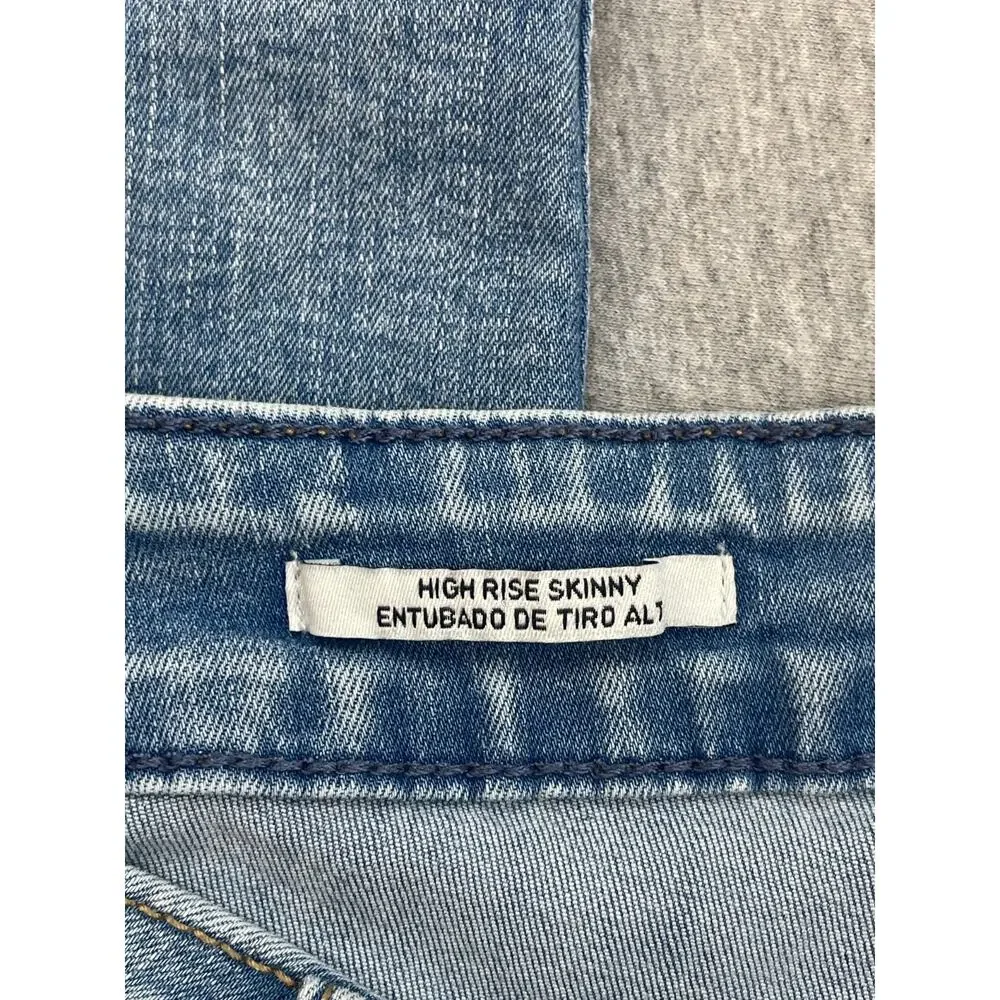 AVA & VIV Jeans‎ Womens 18 Blue Cotton Blend Stretch Distressed High Rise Skinny